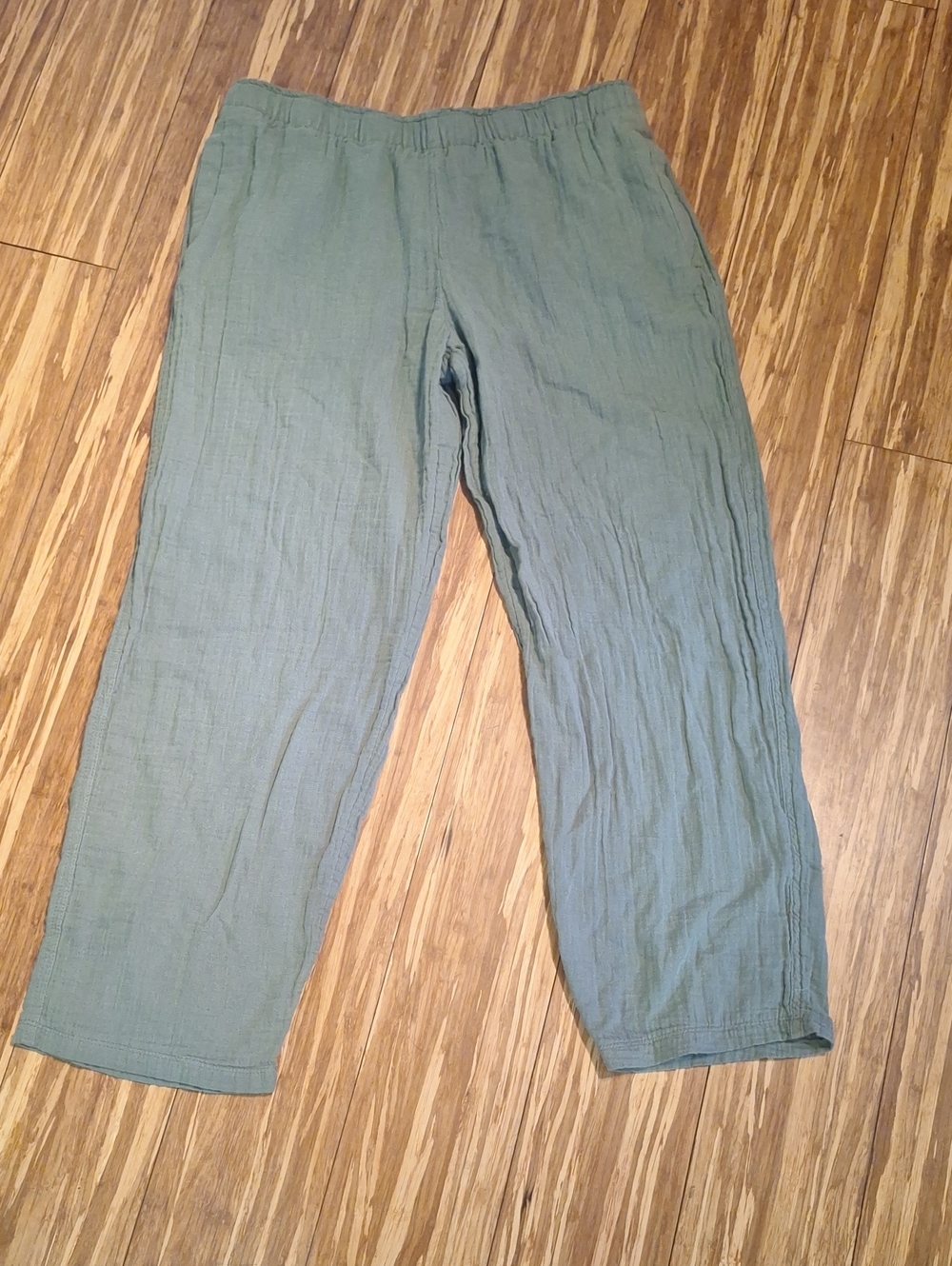 Coldwater Creek Womens Olive Green Wideleg Cotton Pants Size medium EUC